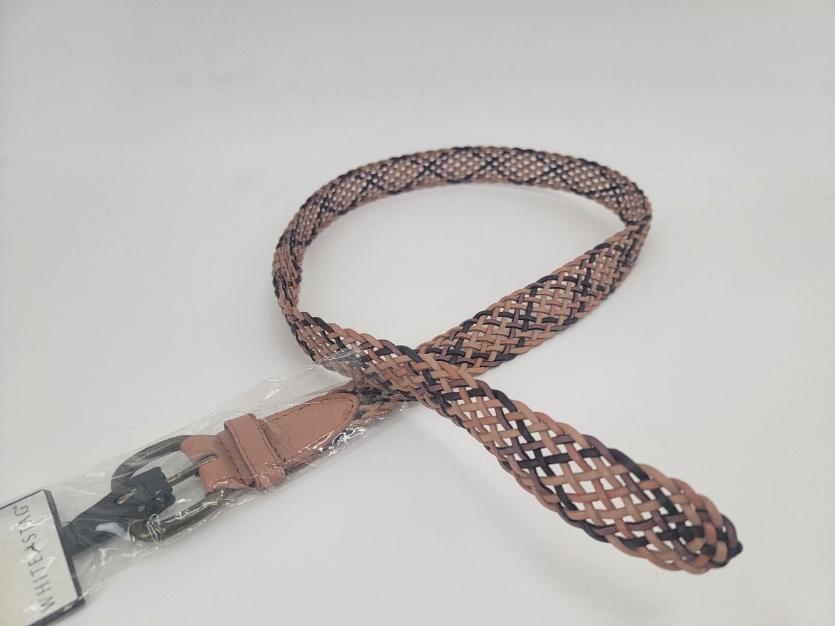 (H)White Stag Gold Braided Belt vintage leather Accessory,Sz L women’s Leather Braid Belt Customizable Gold Buckle Braided Belt  main image 2