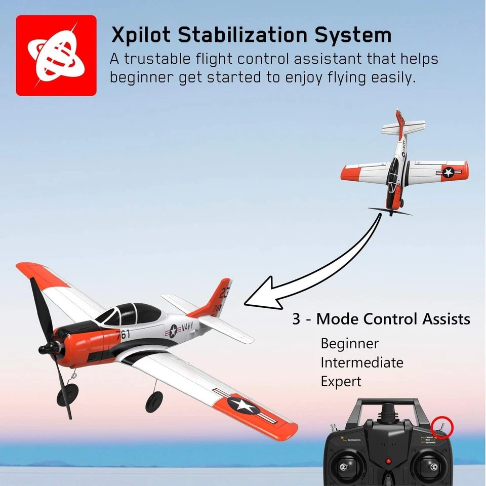Lightweight RC Plane for Beginners - T28 Trojan with Long Battery & Easy Control - Image 4 of 4