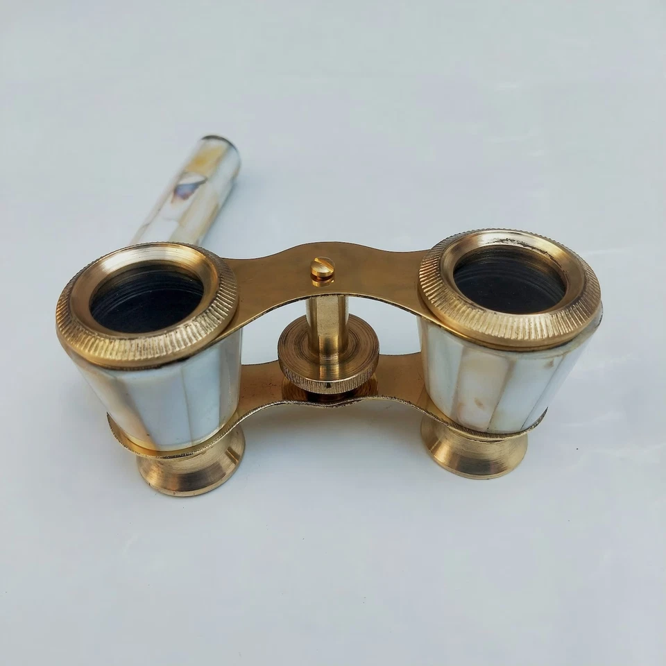Vintage Brass Opera Glasses Mother of Pearl & Handle Brass Fittings France - Image 3 of 4