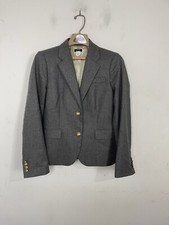J Crew Womens Blazer 8 Gray Academia Wool School Gold Button Capsule Career