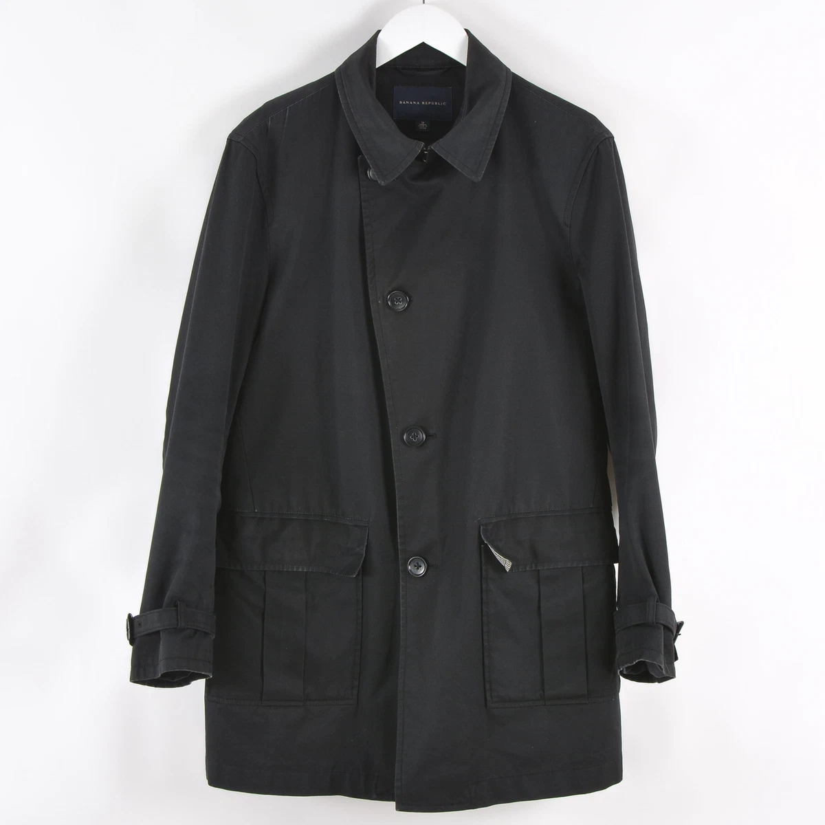 BANANA REPUBLIC Women s Trench Coat Jacket Black Size Medium Single Breasted