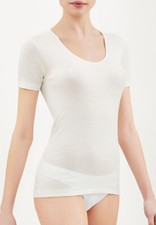 RAGNO 074027 Maglietta Mezza Manica Donna Lana e Seta BIANCO-NERO