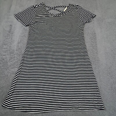 Olivia Rae Women's Black & White Striped Dress Medium Criss-Cross Back Y2K Style