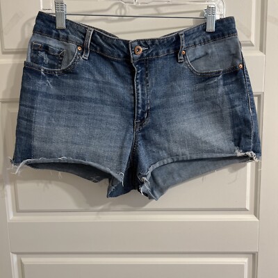 New JESSICA SIMPSON 31 Blue Multi Tone Cherish Denim Shorts Women