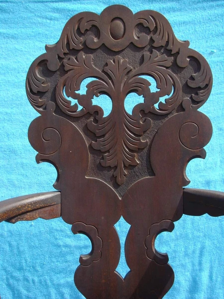 Antique Hand Carved Mahogany Chair 1865-1870 Needle Point Seat  - Image 3 of 4