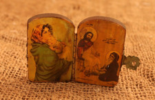 Virgin Mary & Jesus Christ Vintage Double-Sided icon, Wall hanging Wood Plaque