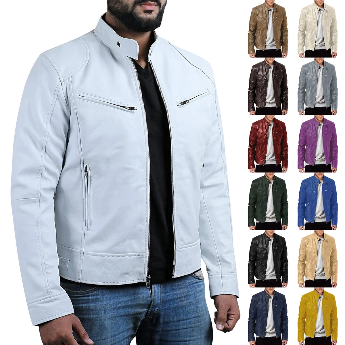 Fashion trend long sleeve clearance warm leather jacket outerwear
