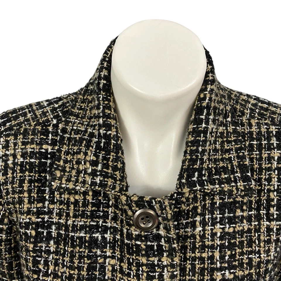 Christopher & Banks Blazer 女式中号毛圈夹克羊毛工作办公室黑色 — 第 2/4 张图片