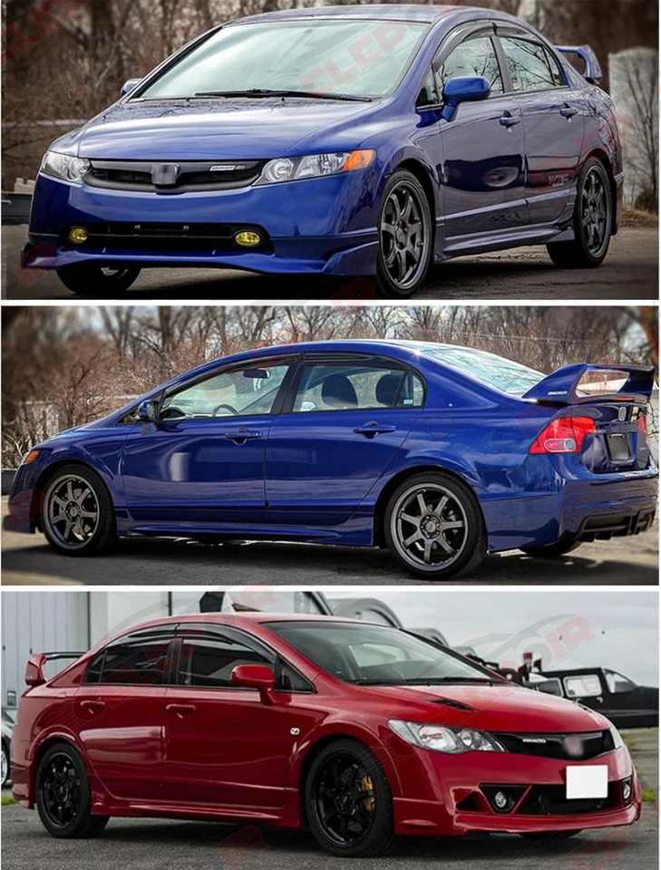 Оригинальные козырьки для окон в стиле Honda Civic Sedan JDM Mugen 2006-2011 годов выпуска защита от дождя - Изображение 3 из 4