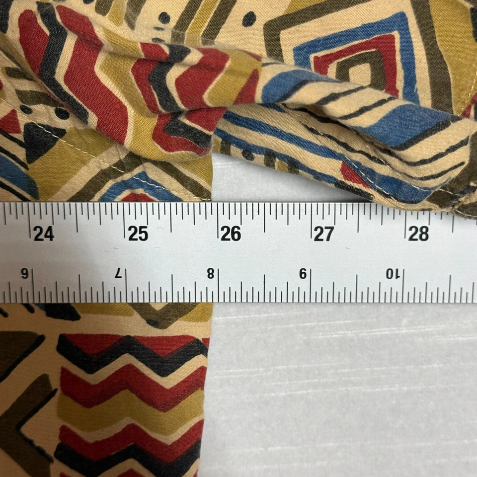 Orvis Shirt Mens XL Red Tan Blue Short Sleeve Button Geometric Aztec Tribal - Image 4 of 4