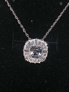 Kay Jewelers Sterling Silver Lab Created White STAR BURST Sapphire Necklace 18in
