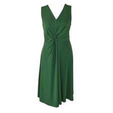 Ann Taylor Emerald Green V-neck Sleeveless Jersey Twist  Eden Midi Dress XS
