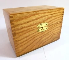 Antique Mid 1900s Solid Oak Index Card File Box—Refinished