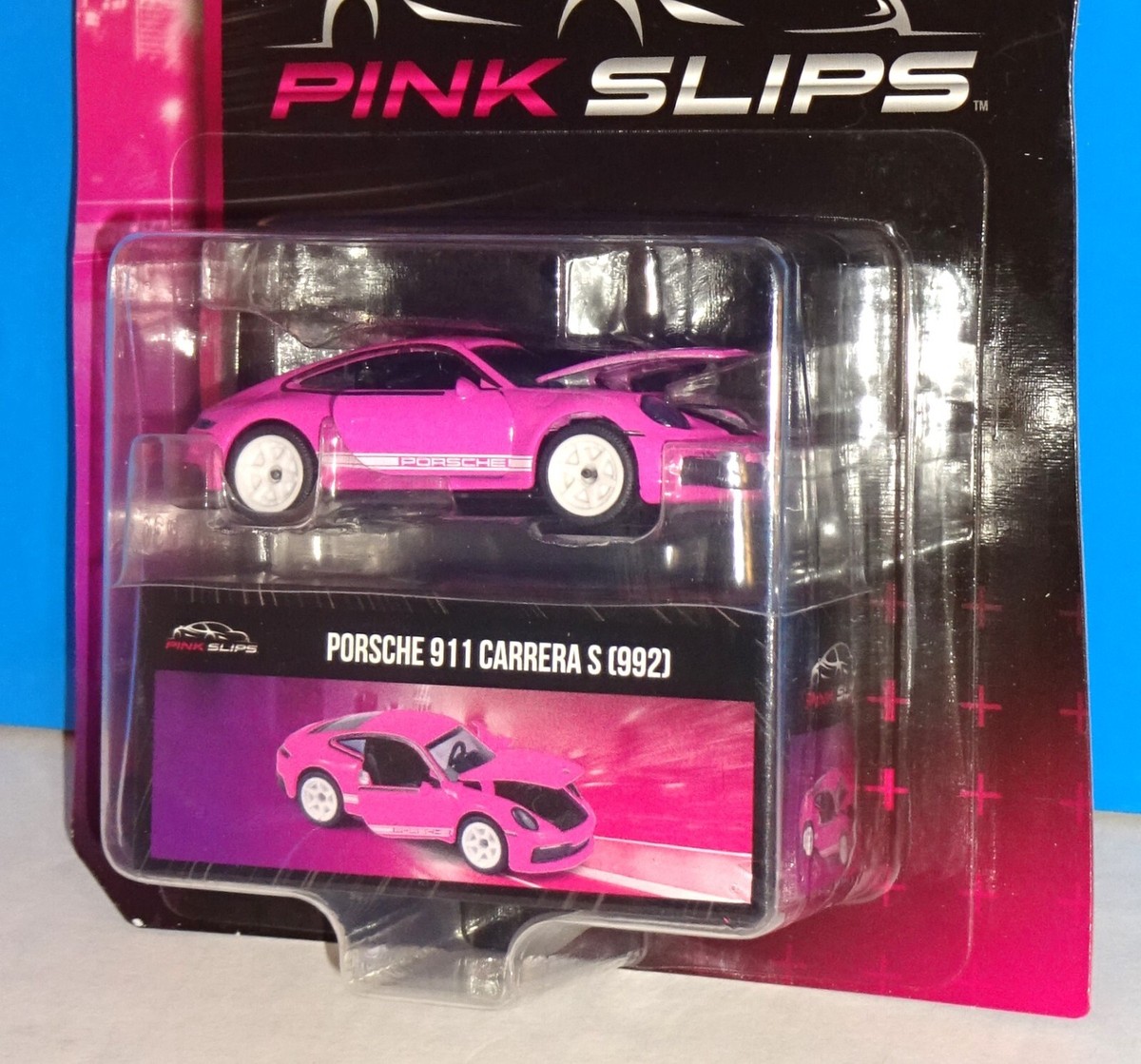 JADA Pink Slips 1:64 Porsche 911 Carrera S (992) Pink w/ Opening