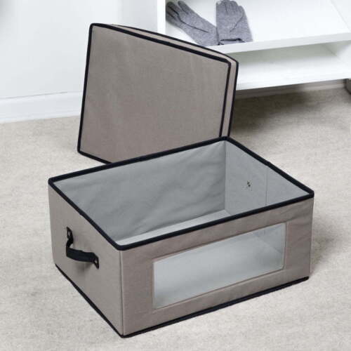 Fabric Closet Storage Box with Lid, Clear-View Window and Removable Dividers