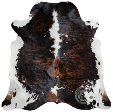 Real Brindle White Belly Cowhide Rug  - Size 6x7-8'