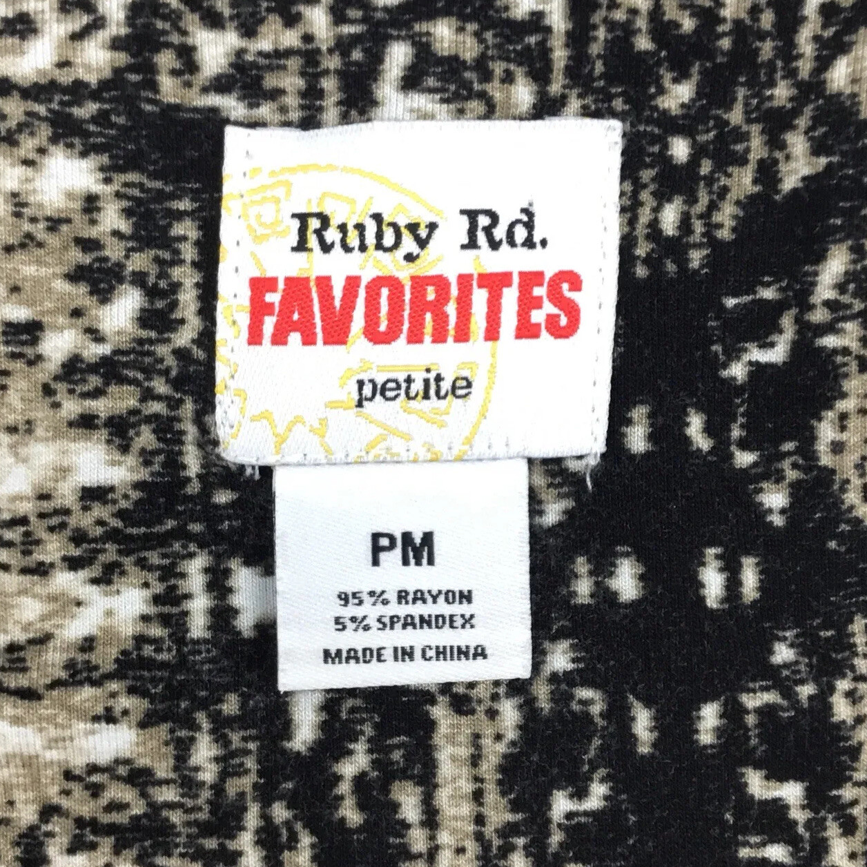 RUBY RD TOP Size PETITE MEDIUM Stretch Black Brow… - image 4