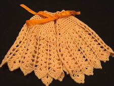 VINTAGE 1970'S ERA HAND CROCHET ORANGE SHERBET BABY CAPE