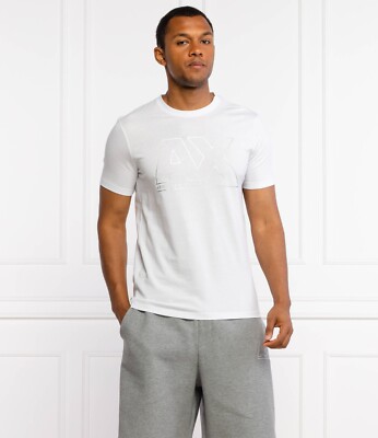 ARMANI EXCHANGE WHITE 'OUTLINE LOGO' SS T-SHIRT SIZE L