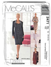 McCall's 2471 Sewing Pattern Lined Dress OR Jacket Skirt Evening Wear 10-12-14