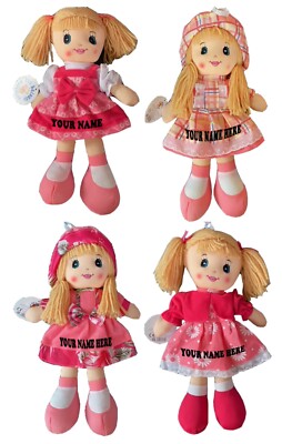 Mittelgroße PERSONALISIERTE Stoffpuppe 30 cm Plüsch weich Stoffpuppe Dolly Baby Mädchen Spielzeug Geschenk