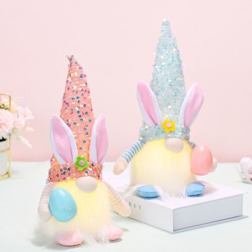 Paillettenmütze Hasenohren gesichtslose Puppe LED Hase Ornament Party - Bild 1 von 10