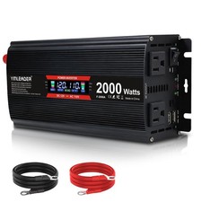 2000W 12V DC to 110V AC Inverter LCD Display 2 USB
