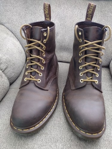 Dr. Doc Martens 11822 The ORIGINAL Brown Leather AirWair Lace Up Combat Boots 12