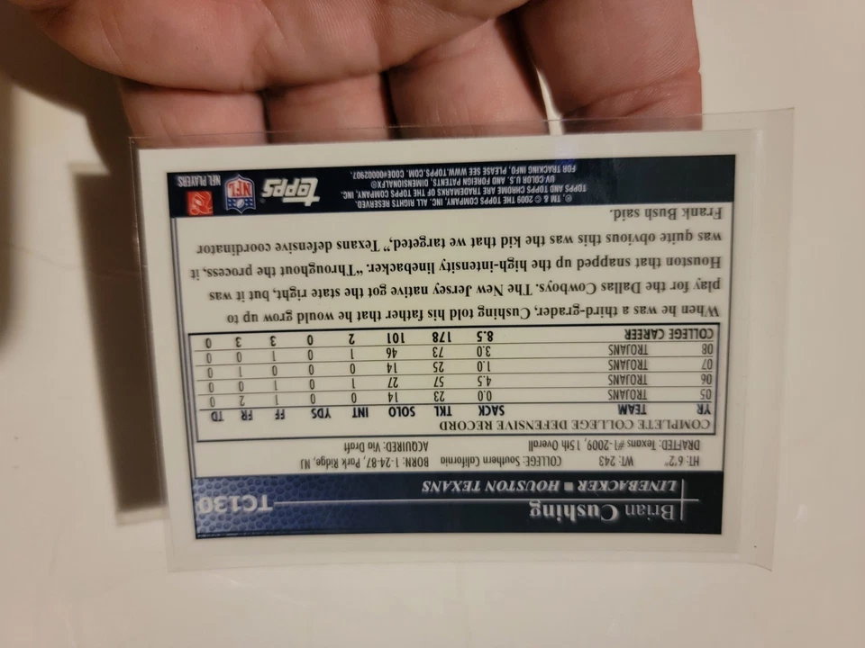 BRIAN CUSHING 2009 Topps Chrome X-Fractor RC #TC130 Houston Texans USC - Image 2 of 2