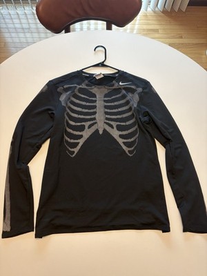 Nike NRG Skeleton Long Sleeve T-Shirt Black Reflective Halloween Running Small