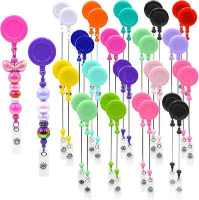 15Pcs Colorful Beadable Badge Reels Making Kits - Beaded Blank Bars Bulk - Retra