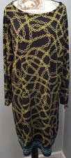 Michael Kors Keegan Dress Womens 2 Multi Gold-Tone Chain-Link Print Border Hem