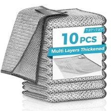 10 Pcs 3- Layer Non-Scratch Wire Dishcloth, Multipurpose Dish Rags 7.87"x7.87"