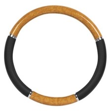Chrome Wood Grain Steering Wheel Cover For Cars Trucks Van Black Beige