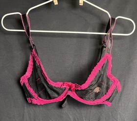 Pair of Agent Provocateur 32D Bras: &lsquo;Sprinkle&rsquo; & Black Mesh w/ Pink Lace Trim