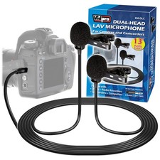 XM-DLC Dual-Head Interview Lavalier Microphone for DSLR Cameras  Camcorders