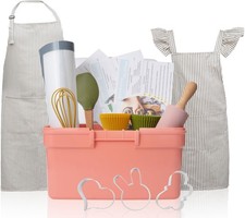 18-Piece Parent-Child Baking Kit with Matching Aprons Complete Beginner Set f...