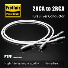 Pair HiFi Pure Silver RCA Cable Audio Interconnect Solid Wire Silver Plated Plug