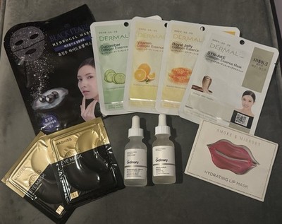 Face Mask Skincare Bundle- K-beauty Masks + The Ordinary Serums (10+ Items) New 