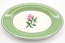 Wedgwood Cottage Inglese Piatto Ovale in Porcellana Verde Rosa 6" x 4"