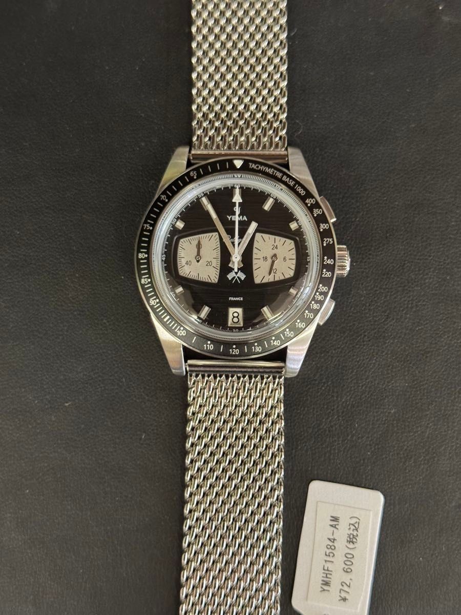 YEMA Rallygraf Reverse Panda Chronograph Watch Quartz Steel Mesh