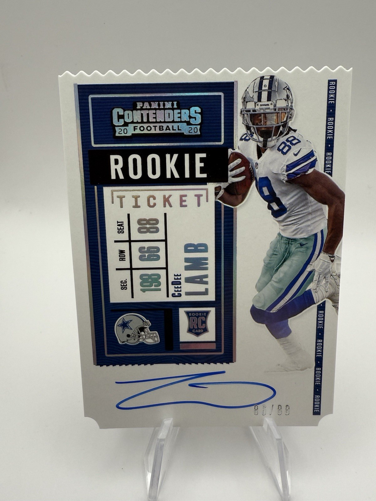 2020 Contenders CeeDee Lamb RC Rookie Ticket Stub Auto #86/88 Cowboys