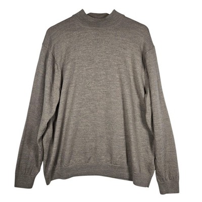 Turnbury Sweater Mens 2XL Taupe Extra Fine Merino Wool Mock Neck Pullover Layer