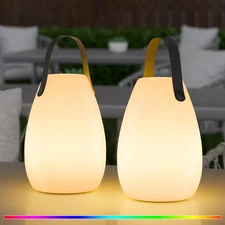 2 Pack Portable Outdoor Table Lamp - Dimmable Rechargeable Night Lights w/ Re...