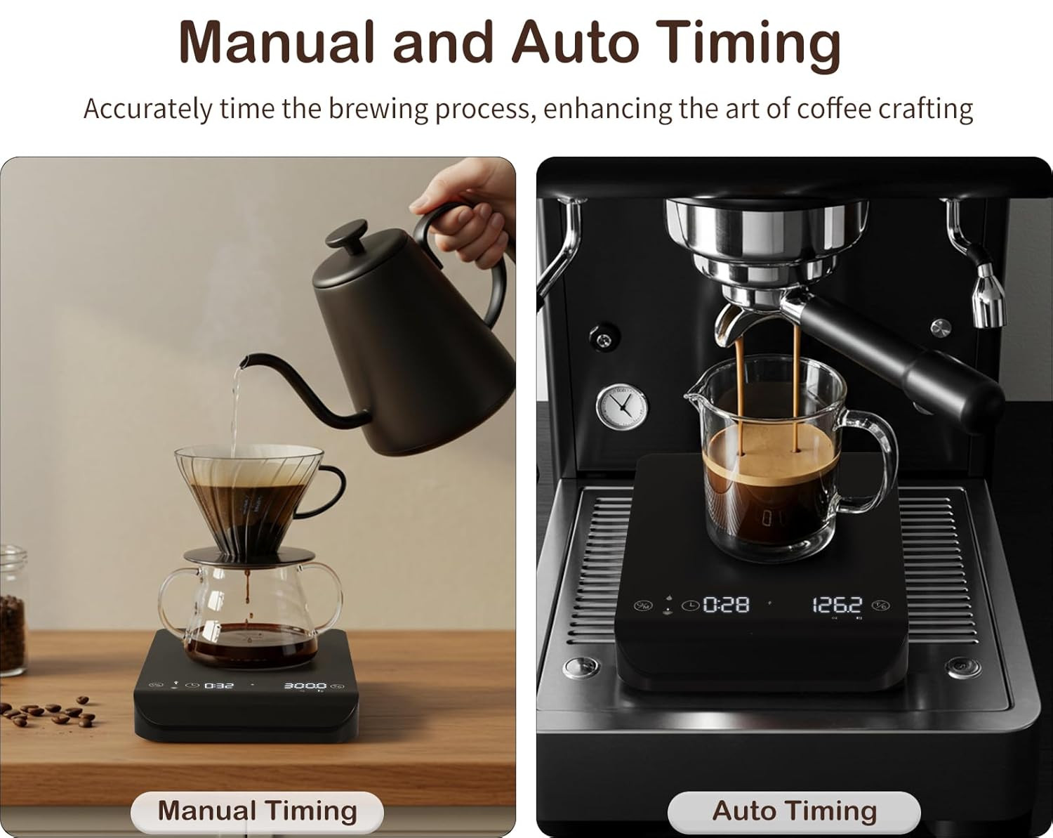 Bilancia Caffè con Timer per Casa e Cucina - Precisione 0.1g Ricaricabile - 4