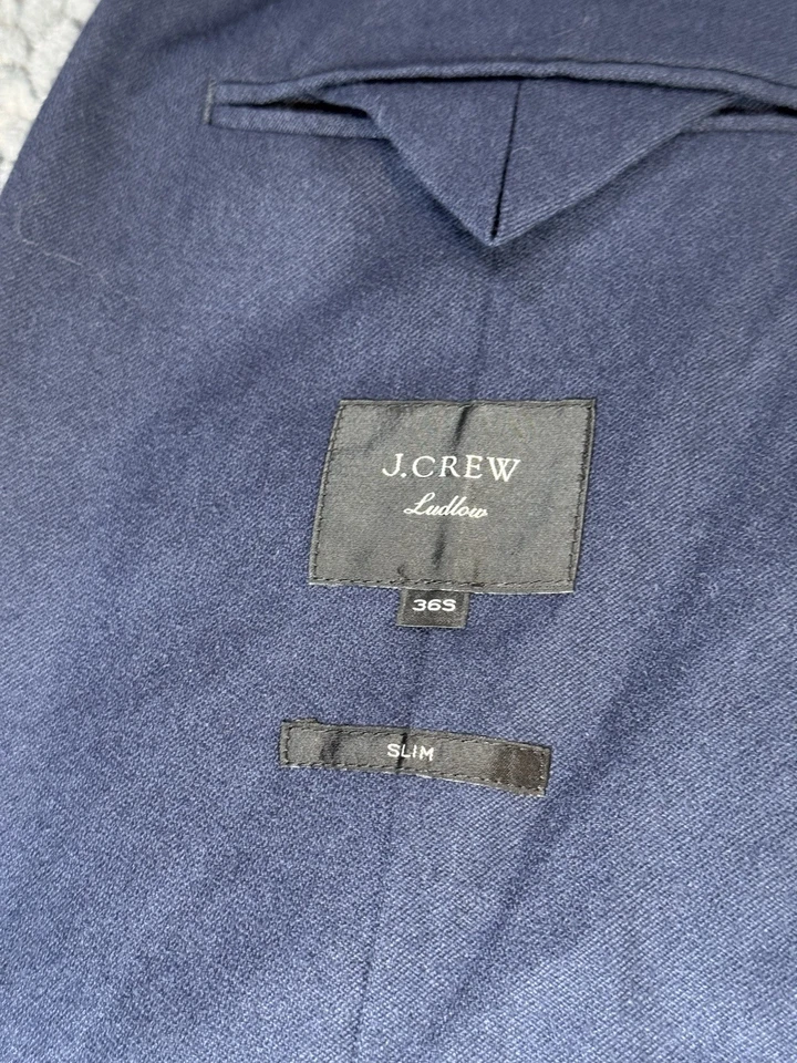 J.CREW Suit Ludlow Men's 36S 31/31 Slim Blue Worsted With Cotton England Moon - Image 2 of 4