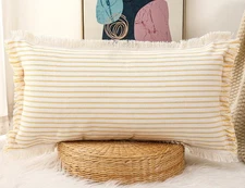 Decorative Boho Long Lumbar Pillow Cover 14x24,Super Soft Cotton Modern Long ...