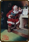 1963 SANTA CLAUS & COCA-COLA CHRISTMAS Vntg-Look DECORATIVE REPLICA METAL SIGN