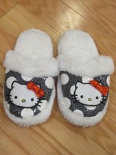 Hello Kitty Girls Soft Plush Faux Fur Sequin Scuff Slippers 13/1