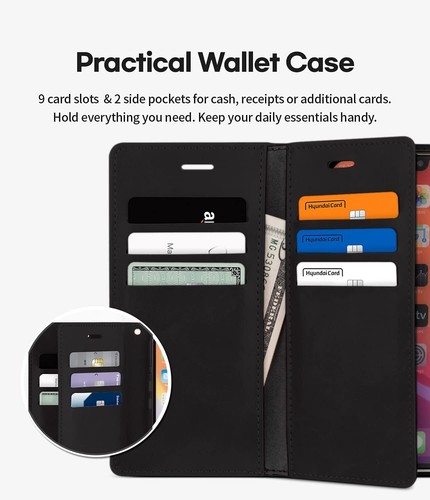 For iPhone 16 e 15 14 13 12 11 Pro Plus Max Case Flip Leather Wallet Card Cover - Picture 16 of 32